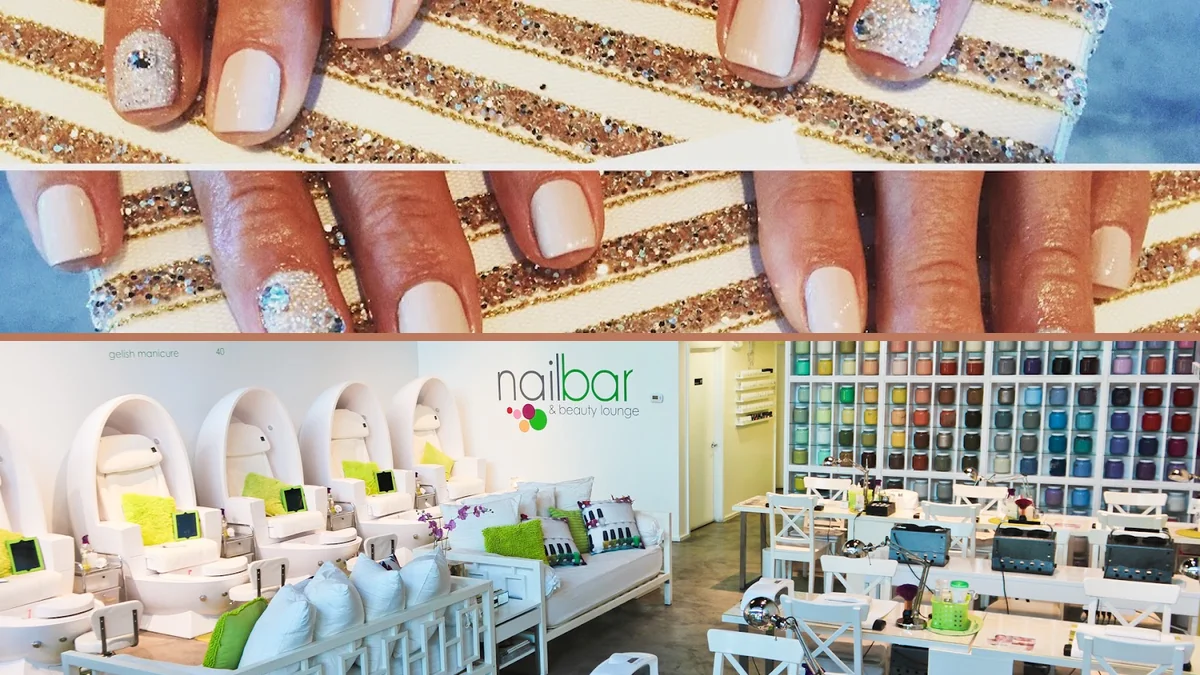 Beauty bar interior with chairs and tidy work surfaces.